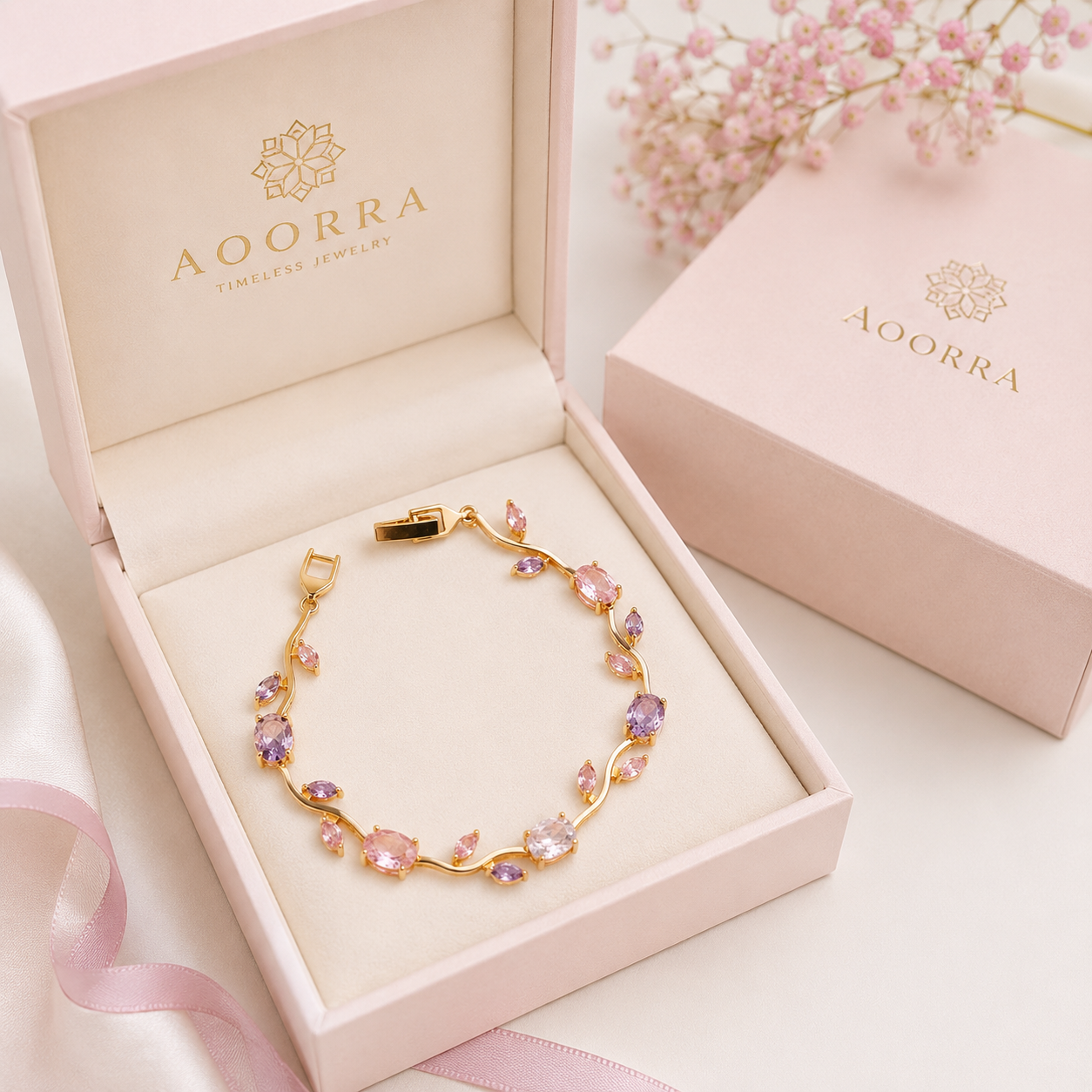 Tulip Floral Bracelet – Gold-Plated Adjustable Bracelet for Women