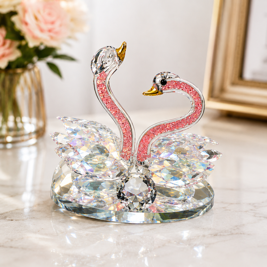 Crystal Swan Couple Figurine Set – Elegant Home Decor & Romantic Gift