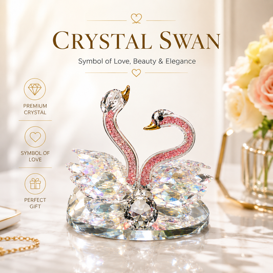 Crystal Swan Couple Figurine Set – Elegant Home Decor & Romantic Gift