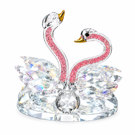 Crystal Swan Couple Figurine Set – Elegant Home Decor & Romantic Gift