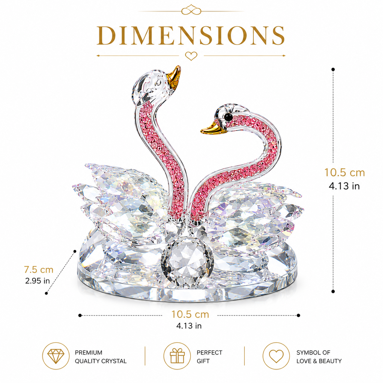 Crystal Swan Couple Figurine Set – Elegant Home Decor & Romantic Gift